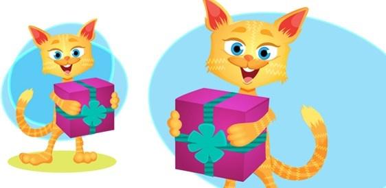 vector cat with gift