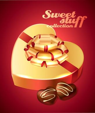 valentine chocolate advertising banner elegant shiny heart shapes