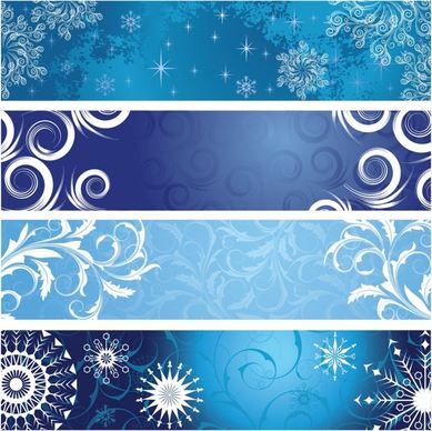 Vector Christmas Banners with Snowflakes