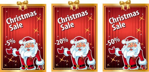 xmas sale banners funny santa red golden decor