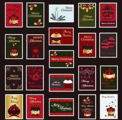vector christmas stamps