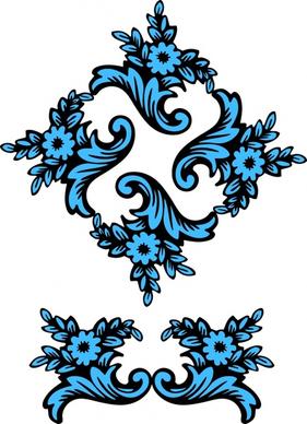 decorative templates classical blue symmetric flora curves sketch