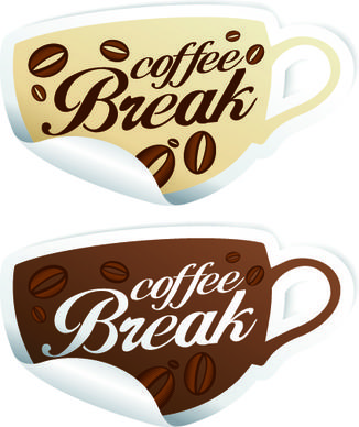 vector coffee break stickers elements