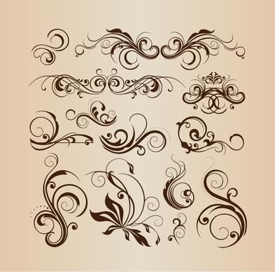 vector collection of design floral decorative elements