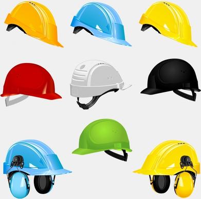 helmets icons shiny colorful 3d sketch