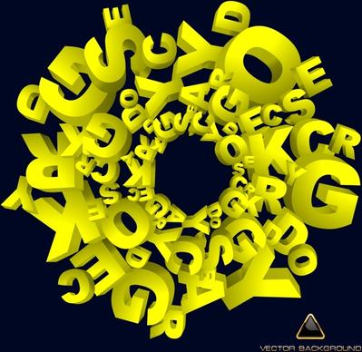 lettering background modern 3d messy yellow design