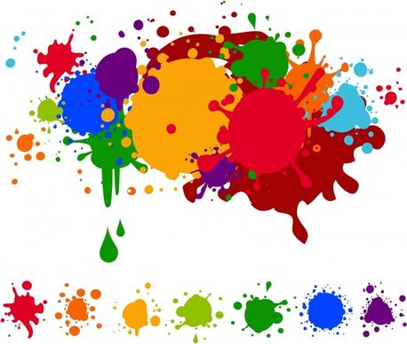 grunge design elements colorful splattered inks