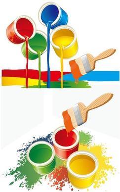 vector colorful paint bucket