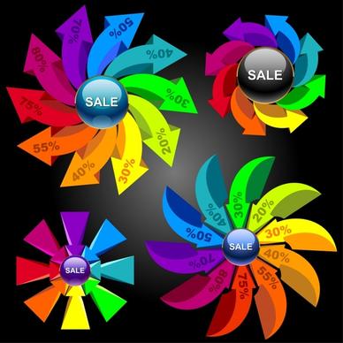 sale infographic decor elements colorful 3d symmetric shapes