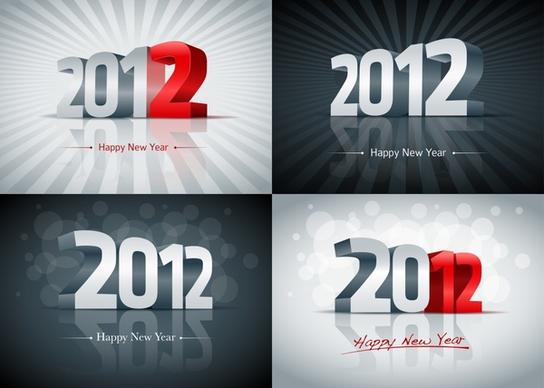 2012 new year background templates modern 3d decor