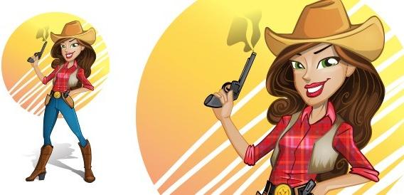 vector cowgirl character