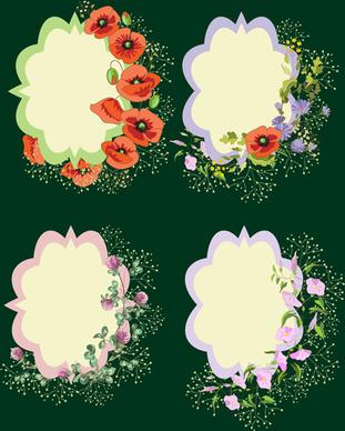 vector cute flower card set
