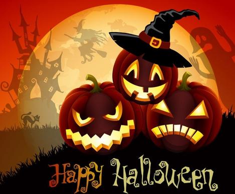 halloween banner horror pumpkin calligraphy ghost moonlight decoration