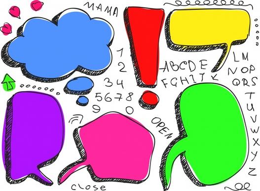 speech bubbles templates colorful handdrawn sketch