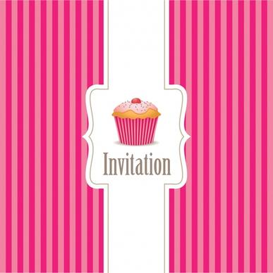 birthday card cover template pink stripes cupcake decor
