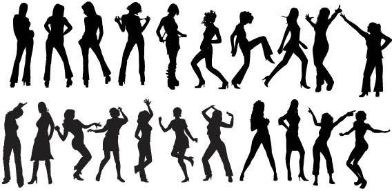 Vector dancers silhouettes