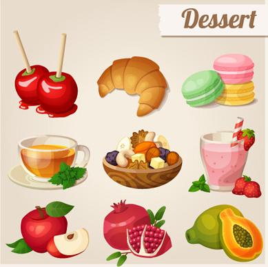 vector dessert with fruit icons