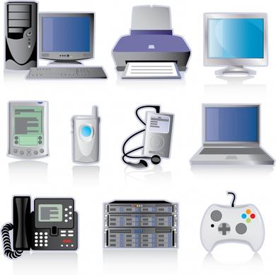 electronic devices icons modern 3d design