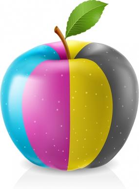 apple icon shiny colorful modern 3d decor