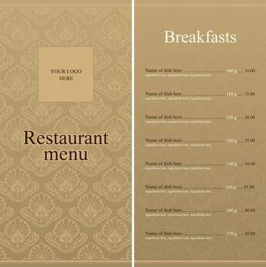 menu background template classical brown decor