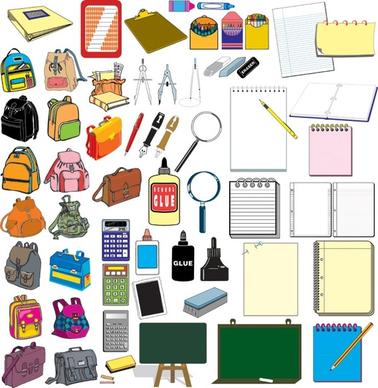 vector elements of school supplies set