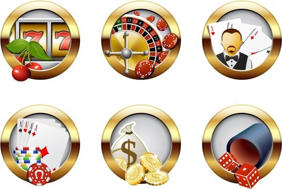 gambling design elements shiny golden circles decor