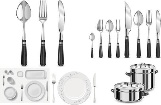 vector exquisite tableware and kitchenware