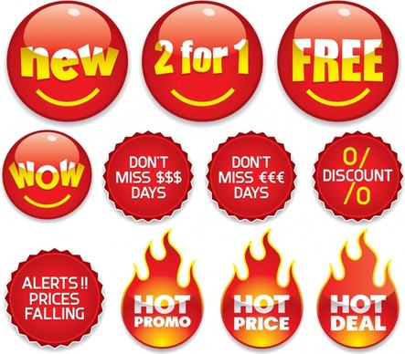 sale label templates modern shiny red shapes