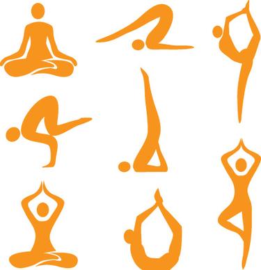 vector fitness with meditation logo set