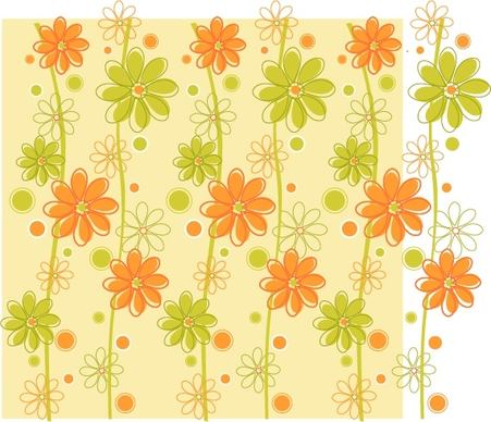 flowers backdrop green orange decor classical sketch