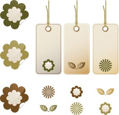 decorative hang tags templates elegant flora leaves decor