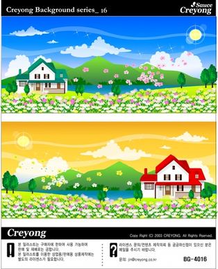 spring background sets blossom flowers icons multicolored design