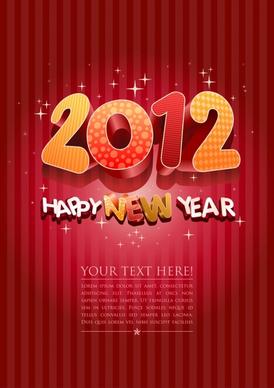 2012 new year banner colored sparkling 3d numbers