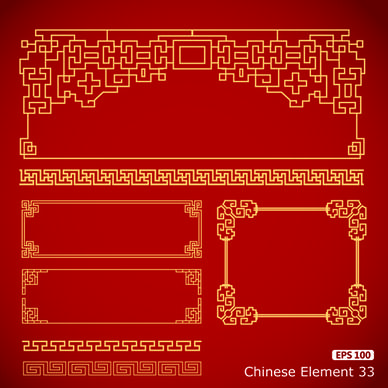 vector frame with borders chinese styles vector