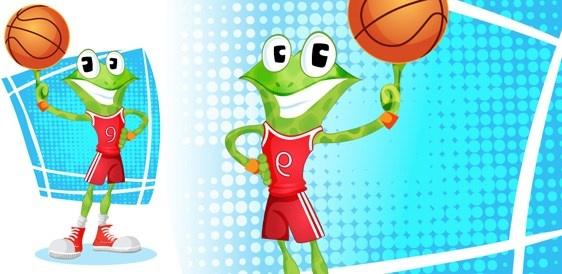 vector frog basketballer
