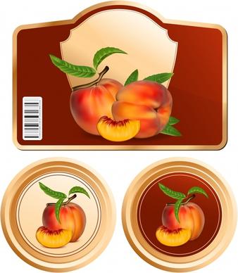 fruit labels templates peach icon modern colored shapes