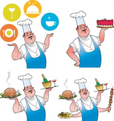 vector funny chef design graphic set