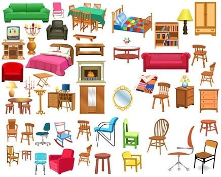 furnitures icons collection various types colored design style