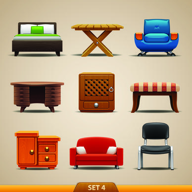 vector furniture icons set
