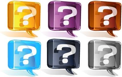 question icons collection colorful shiny speech baubles style