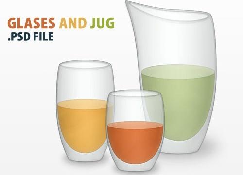 Vector Glasses And Jug PSD File