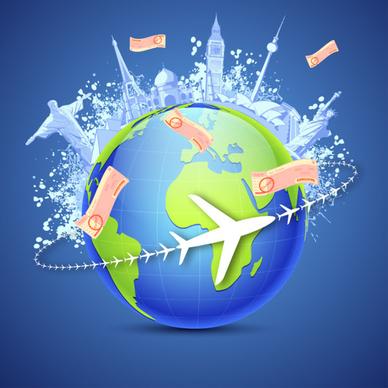 vector global travel design elements set