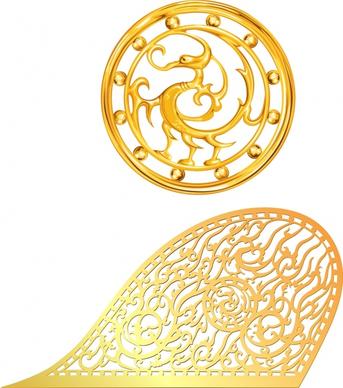 gold jewelry templates classical shiny decor