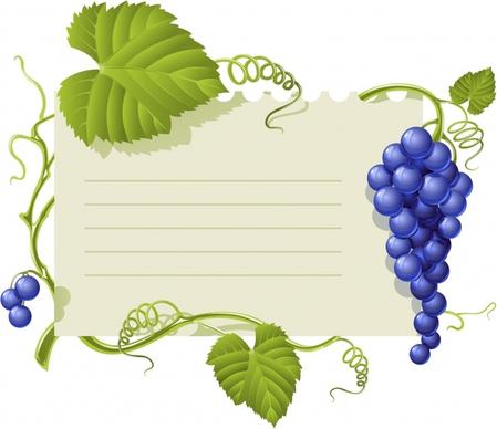 grapes laves border template modern colored design