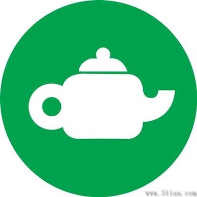 vector green background teapot icon