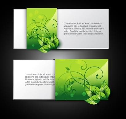 card templates modern shiny green leaves decor