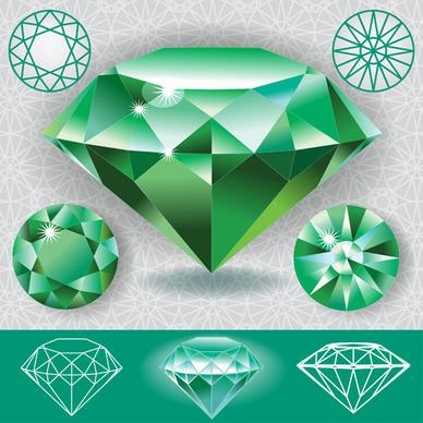 vector green diamond set