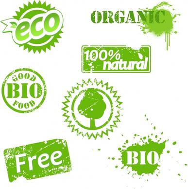 organic stamp templates green decor grunge retro design