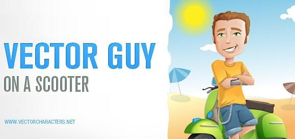 vector guy on a scooter