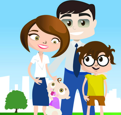 vector happy family together design elements